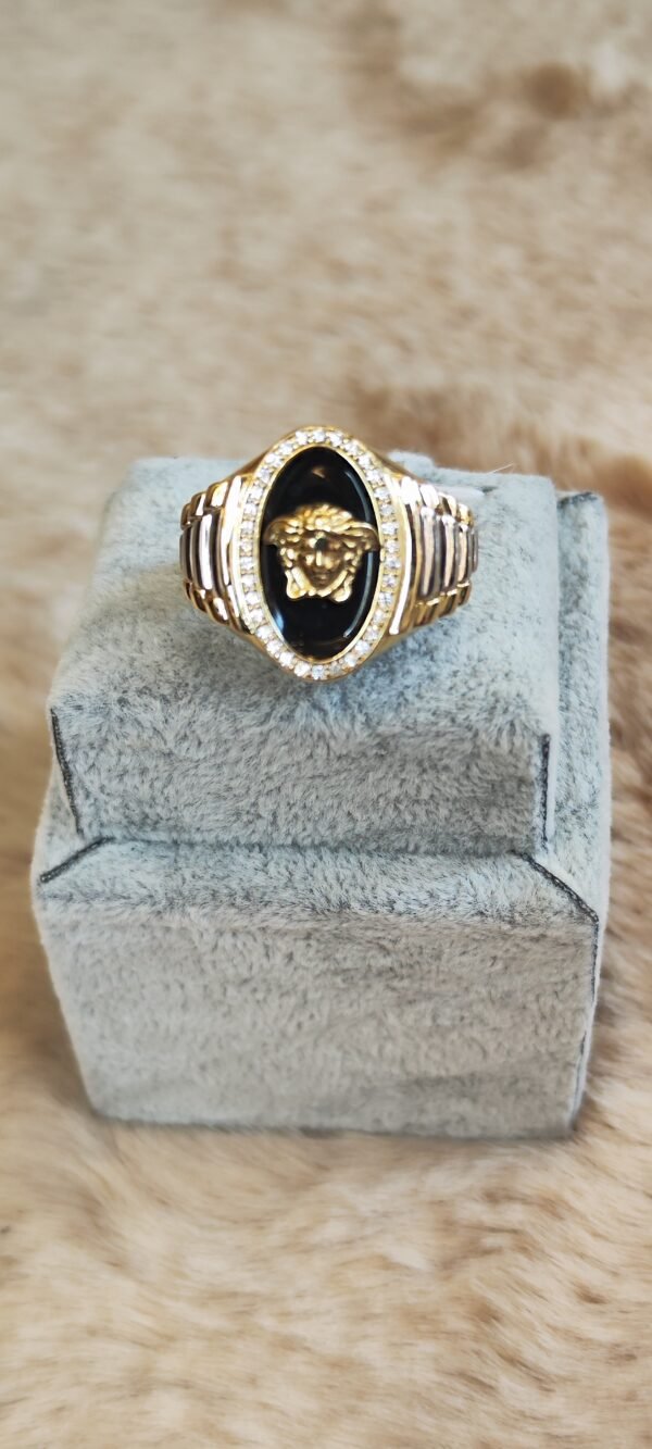 ANILLO ORO 18K FONDO NEGRO Y BRILLANTES
