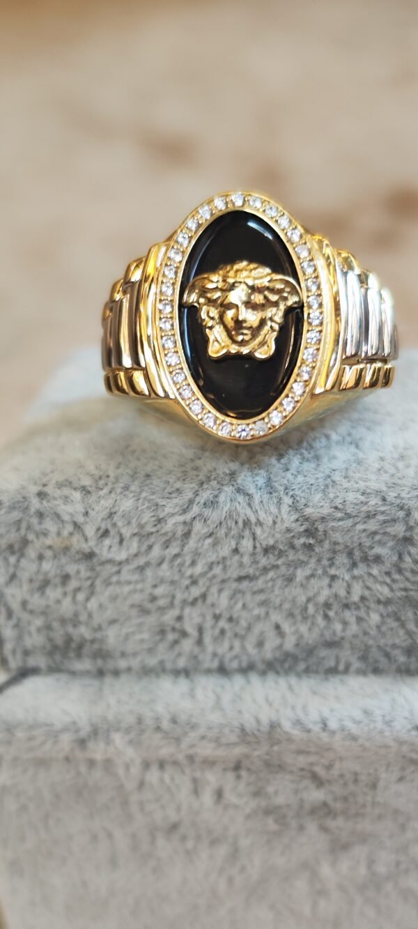 ANILLO ORO 18K FONDO NEGRO Y BRILLANTES