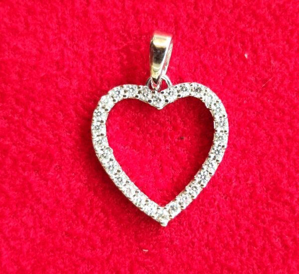 COLGANTE CORAZON ORO BLANCO Y BRILLANTES